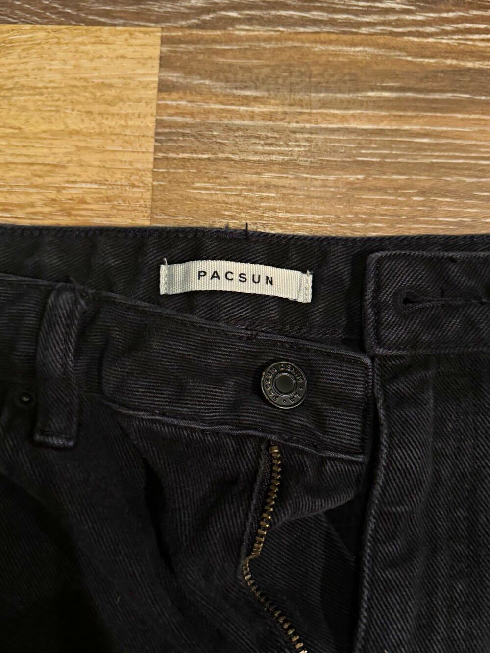 PacSun Women’s Mid-Rise Skinny Jeans Black Dark Wash Denim Distressed 26